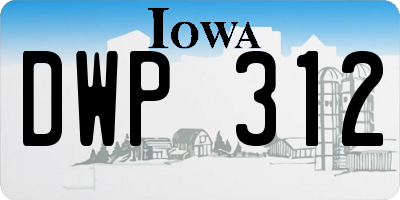 IA license plate DWP312