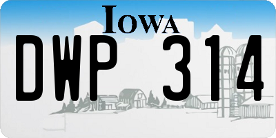 IA license plate DWP314