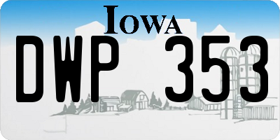 IA license plate DWP353