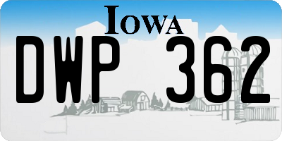 IA license plate DWP362