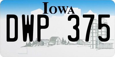 IA license plate DWP375