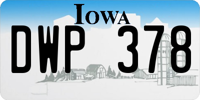 IA license plate DWP378