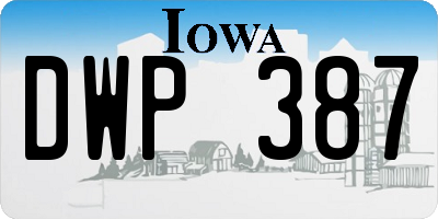 IA license plate DWP387
