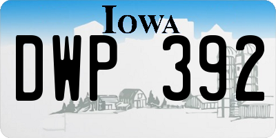 IA license plate DWP392