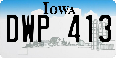 IA license plate DWP413