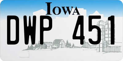 IA license plate DWP451