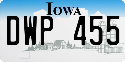 IA license plate DWP455