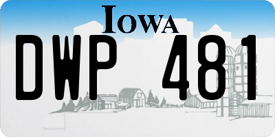 IA license plate DWP481