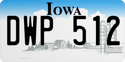 IA license plate DWP512