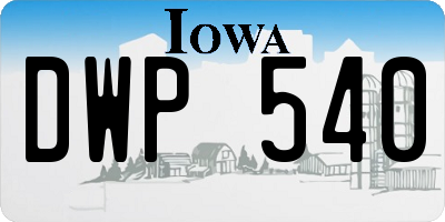 IA license plate DWP540