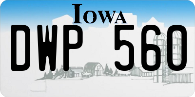 IA license plate DWP560