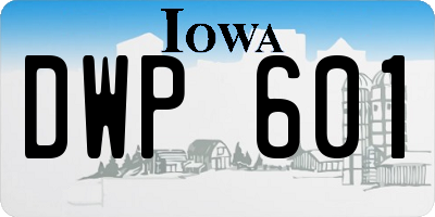 IA license plate DWP601