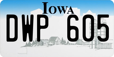IA license plate DWP605