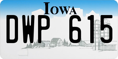 IA license plate DWP615