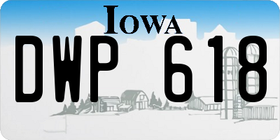 IA license plate DWP618