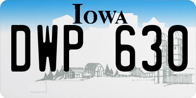 IA license plate DWP630