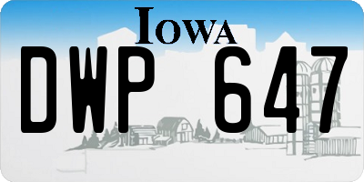 IA license plate DWP647