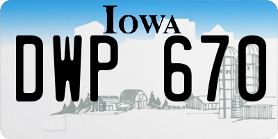 IA license plate DWP670