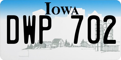 IA license plate DWP702