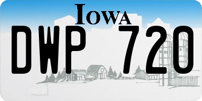IA license plate DWP720
