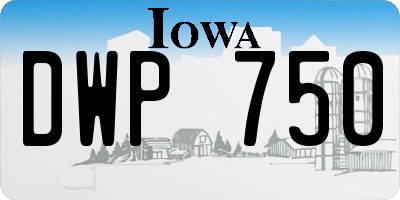IA license plate DWP750