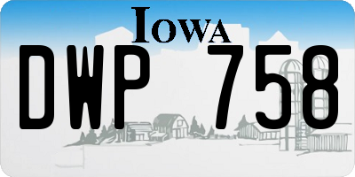 IA license plate DWP758