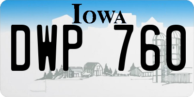 IA license plate DWP760