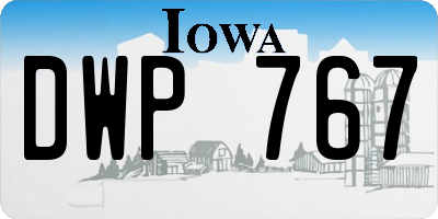 IA license plate DWP767