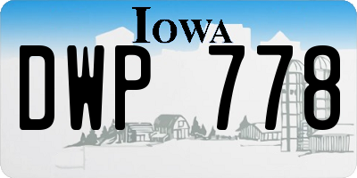 IA license plate DWP778