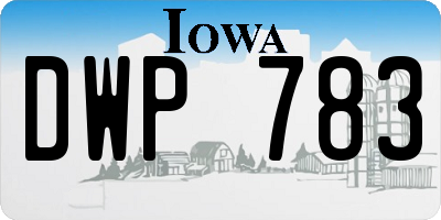 IA license plate DWP783