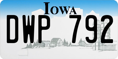 IA license plate DWP792
