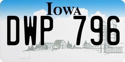 IA license plate DWP796