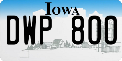 IA license plate DWP800