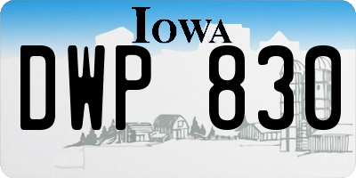IA license plate DWP830