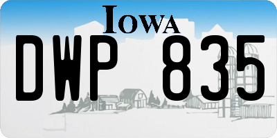 IA license plate DWP835