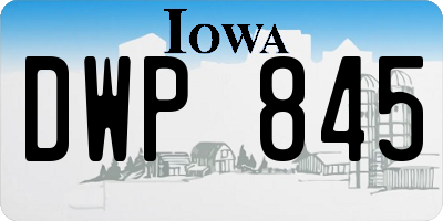 IA license plate DWP845