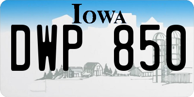 IA license plate DWP850