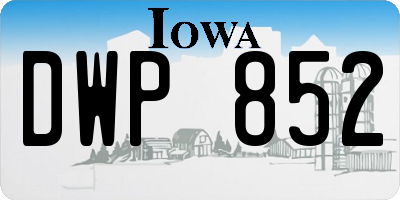 IA license plate DWP852