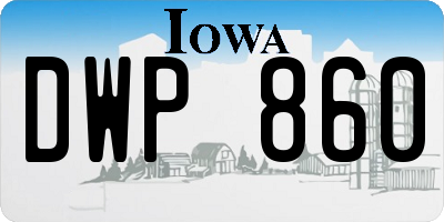 IA license plate DWP860