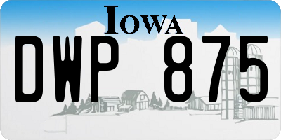 IA license plate DWP875