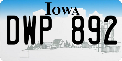 IA license plate DWP892