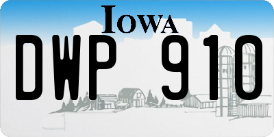 IA license plate DWP910