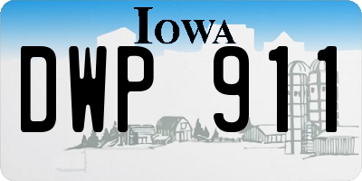 IA license plate DWP911