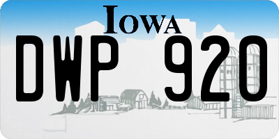 IA license plate DWP920