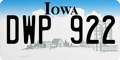 IA license plate DWP922