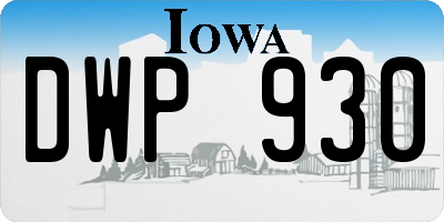 IA license plate DWP930