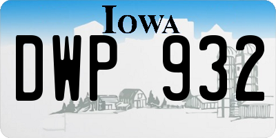 IA license plate DWP932