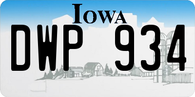 IA license plate DWP934