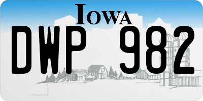 IA license plate DWP982