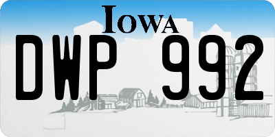 IA license plate DWP992